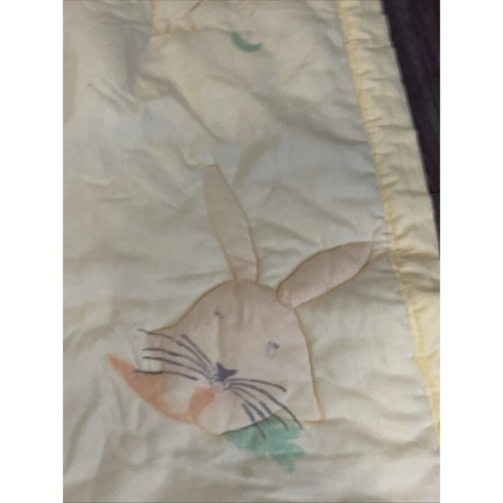 Homemade Baby comforter Quilt Crib Bedding Yellow Vintage Animals